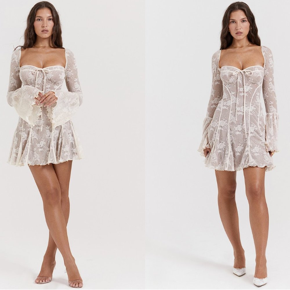 House of CB 'Analissa' Vintage Cream Lace Corset Dress NWOT